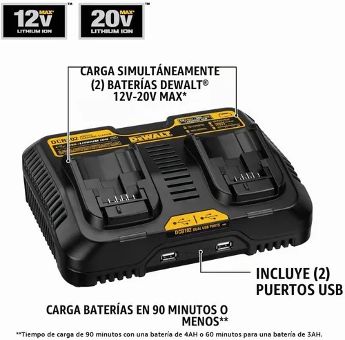 Vista 3 de DEWALT DCB102 estación de carga de 12V