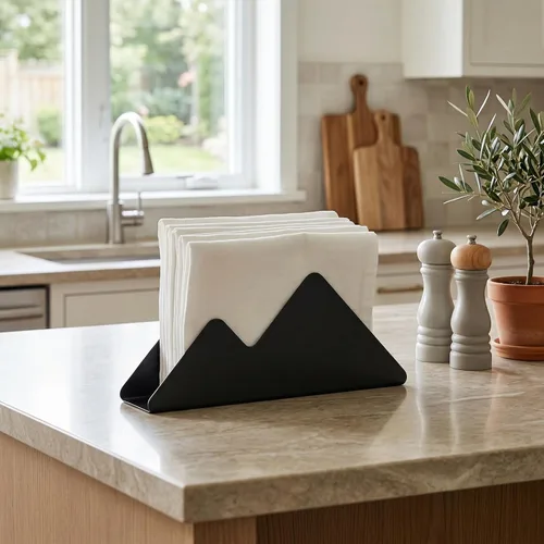 Vista 4 de Servilletero minimalista de acero inoxidable para encimera de cocina, mesa de comedor, escritorio de oficina, organizador para servilletas, cartas