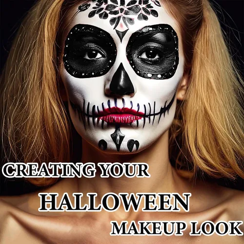 Vista 6 de Pintura corporal blanca y negra, paleta de maquillaje SFX con pinceles, paleta de pintura de crema a base de aceite, kit de maquillaje de Halloween