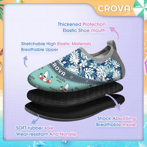 Vista 2 de CROVA Zapatos de agua para niños pequeños, calcetines acuáticos de secado rápido, antideslizantes, zapatos deportivos para niños y niñas pequeños