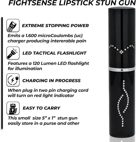 Vista 3 de FIGHTSENSE Kit de defensa personal para mujer, spray de pimienta y linterna de lápiz labial de autodefensa, batería recargable, llavero bolsa