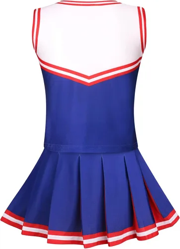 Vista 2 de GRAJTCIN Disfraz de animadora para niñas, disfraz de Halloween, uniforme de animadora de 6 a 14 años