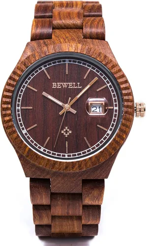 Vista 2 de BEWELL Men Wood Watch Vintage Quartz Movement Lightweight Wrist Watches W112A