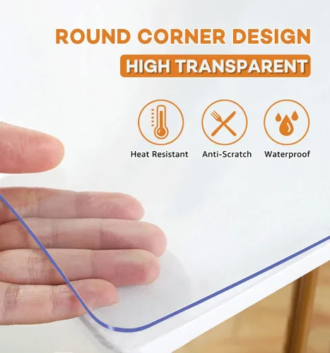 Vista 2 de PoPoTo Protector de plástico transparente de 8 x 36 pulgadas para mesa de comedor, tapete de escritorio de oficina, 0.059 in de grosor, rectangular