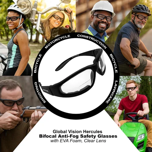 Vista 4 de Global Vision Hercules - Gafas de seguridad antivaho bifocales con espuma EVA, lente transparente