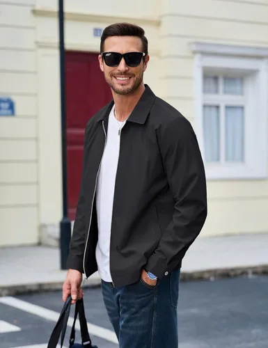 Vista 3 de MAGCOMSEN Chaquetas Ligeras para Hombre con Cremallera Completa Abrigo Ligero Chaqueta de Cuello Extendido Chaqueta Cortavientos Casual