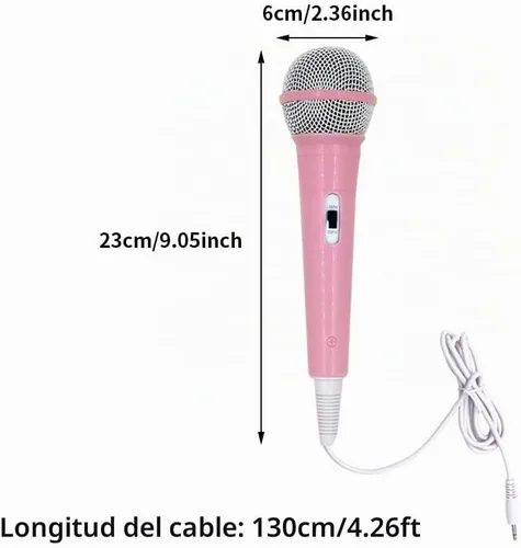 Vista 2 de EKDJKK Micrófono con cable, micrófono portátil con cable de 0.138 in, conector ligero sin batería, máquina de canto, micrófono de mano con cable