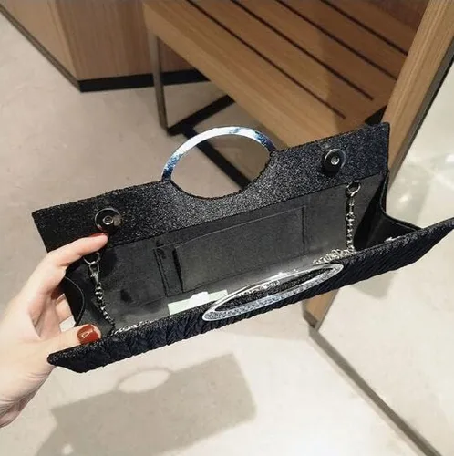 Vista 3 de Elegante bolso de mano para mujer, con diamantes de imitación, plisado, para boda, formal, para fiesta