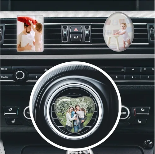 Vista 6 de Accesorios personalizados para ventilación de coche con foto y texto, clips personalizados para ventilación de aire para mujeres, hombres, niños