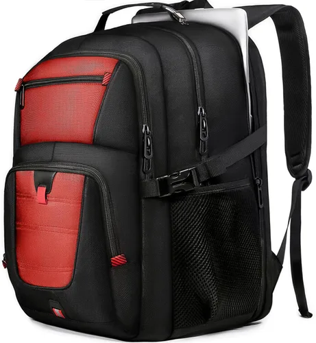 Vista 8 de Z-MGKISS Mochila de viaje, mochila grande de viaje para laptop para hombres y mujeres con mochila comercial aprobada por la aerolínea TSA, Negro