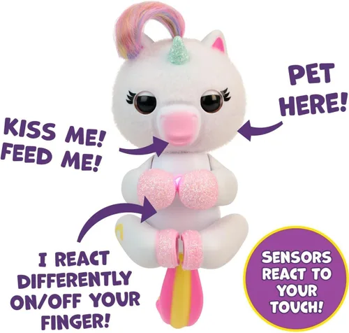 Vista 4 de Fingerlings Mono interactivo y unicornio - Paquete de 2 - Lulu & Harmony - Más de 70 sonidos y reacciones, se ilumina el corazón, reacciona al tacto