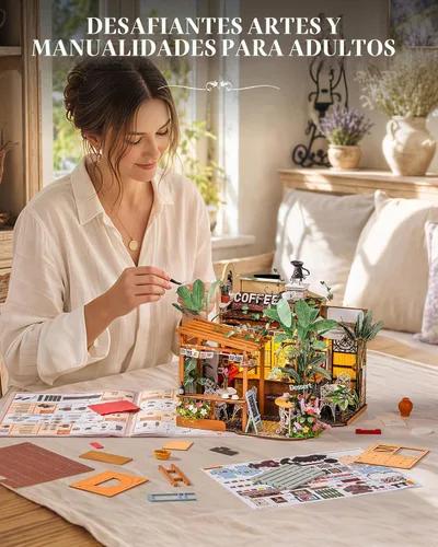 Vista 7 de Rolife Leafree Café DIY Kit de casa en miniatura con luz LED