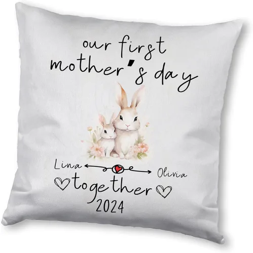 Vista 6 de Bunny Mothers Day, Personalised Pillow Case Decor for Home, Present for Mom, Grandmother, for Her