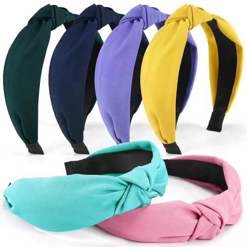Vista 9 de DiyJibb Diademas para Mujeres y Niñas - 6 Piezas Diademas Elegantes con Nudo Superior - Diadema Anudada para Mujeres - Bandas para la Cabeza Anchas