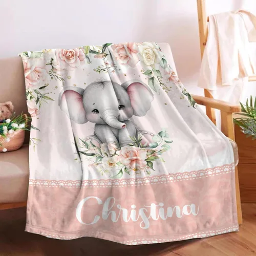 Vista 12 de Manta de bebé personalizada para niñas y niños pequeños, recién nacidos, regalos personalizados de vaca floral con nombre y texto, 40 x 30 pulgadas