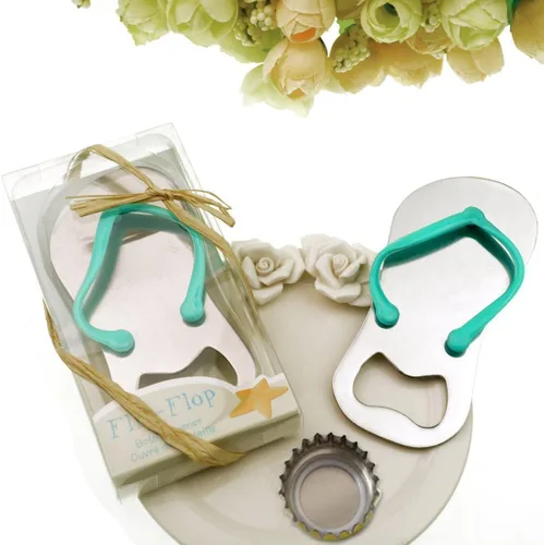 Vista 3 de 24 piezas especiales "pop the top" Flip-Flop abridor de botellas para recuerdos de boda (azul)