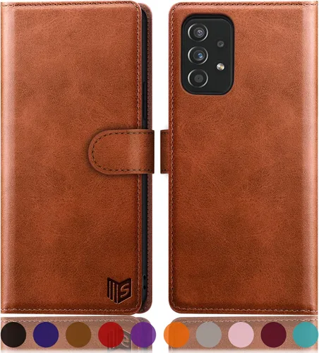 Vista 8 de SUANPOT Funda de cuero tipo cartera para Samsung Galaxy A53 5G con tarjetero RFID con tapa para teléfono con tapa folio libro a prueba de golpes