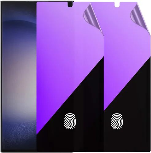 Vista 7 de Paquete de 2 protectores de pantalla de privacidad anti-azul para Samsung Galaxy S23 Ultra Anti-Spy Soft Gradient Film Support Finger Unlock 6.8