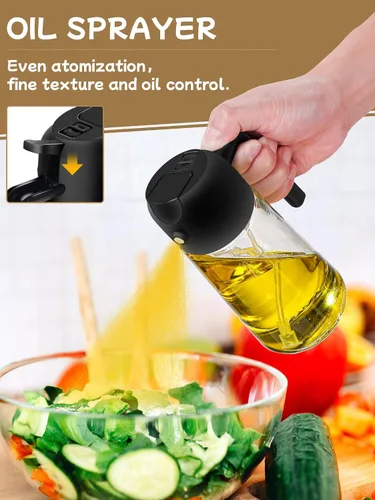 Vista 3 de Utensilios de cocina pulverizador de aceite para cocinar, 2 piezas, dispensador de aceite para cocina, dispensador de aceite 2 en 1 y rociador