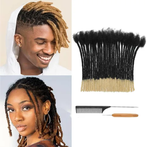 Vista 28 de Extensiones de Rastas de Cabello Humano 0.4cm de Grosor 4 Pulgadas 20 Hebras 100% Cabello Humano Real para Hombres/Mujeres/Niños Completamente