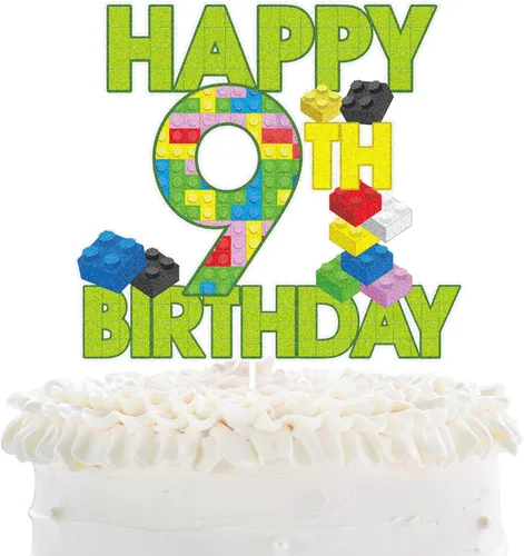 Vista 12 de Decoración de pastel de bloque de construcción de feliz 5º cumpleaños – Juegos de rompecabezas para fiesta de 5 cumpleaños de niño, suministros