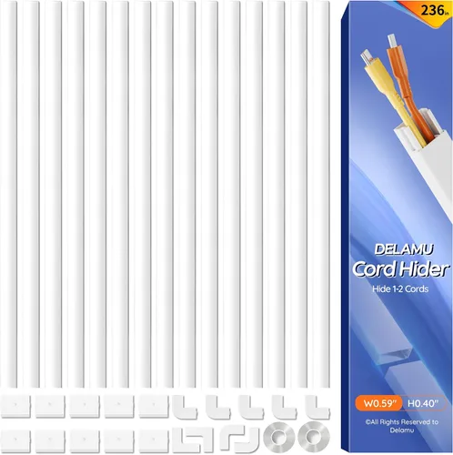 Vista 18 de Delamu Kit de cubierta de cable autoadhesivo de 100 pulgadas para TV montado en la pared, ocultador de cables pintable, sistema de gestión de cables