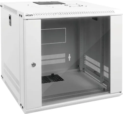 Vista 7 de Tecmojo 9U Gabinete de servidor de montaje en pared IT Rack de red con puerta y paneles laterales con cerradura, puerta de vidrio, ventilador