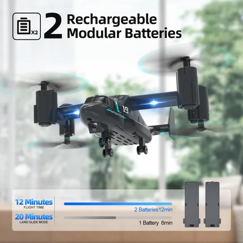 Vista 6 de Dron LM19-A con cámara HD para principiantes, avión de control remoto de video en vivo WiFi, avión RC fácil y listo para volar, juguete de regalo RC