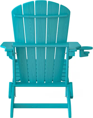 Vista 9 de Plawdlik Juego de 10 sillas plegables Adirondack con textura de madera, HDPE pesado para todo tipo de clima, juego cómodo junto a la piscina, patio