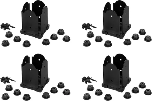 Vista 10 de OZCO Kit de base de poste de madera de hierro, 6 x 6 pulgadas, 1 kit con herrajes, negro