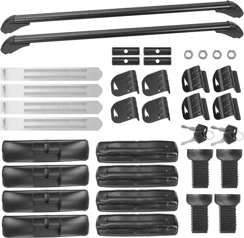 Vista 7 de Barras transversales universales para techo, barras transversales de aluminio de 43 pulgadas con bloqueo antirrobo, marco de ventana ajustable