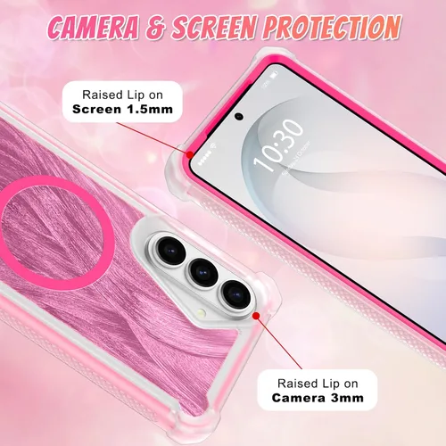 Vista 641 de Bonoma - Funda compatible con Samsung Galaxy S21 Plus, diseño de corazón con purpurina, color rosa Support for MagSafe, Plating Magnetic Case TPU