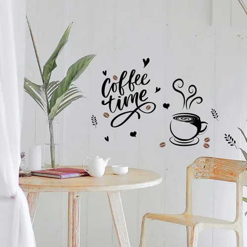 Vista 5 de OLYCRAFT Calcomanías de pared de PVC para taza de café, calcomanías artísticas, calcomanías para el hogar, murales para dormitorio, sala de estar
