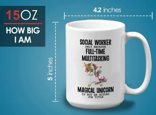 Vista 6 de Taza de café para trabajadora social de 15 onzas, color blanco, solo porque - Regalos para trabajadoras sociales para mujeres, regalos de mes