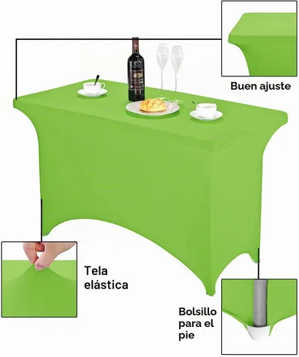 Vista 3 de FORLIFE - Funda de mesa de elastano, mantel ajustado de 4 pies para mesas rectangulares, funda elástica para patio, universal para bodas, banquetes