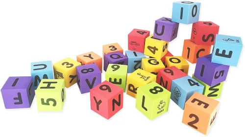 Vista 6 de MOBU Bloques de construcción de espuma para niños pequeños, 30 piezas de bloques de números de letras del alfabeto de 2 pulgadas con bolsa