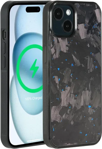 Vista 20 de Grip Series - Funda para iPhone 15 con fibra de carbono forjada real, diseño de bordes agarres, imanes integrados, compatible con cargadores y Negro