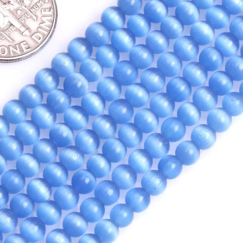 Vista 20 de GEM-Inside - Cuentas sueltas de ojo de gato de 0.236 pulgadas (0.236 in), redondas, de cristal azul ácido, cuentas de energía para fabricación