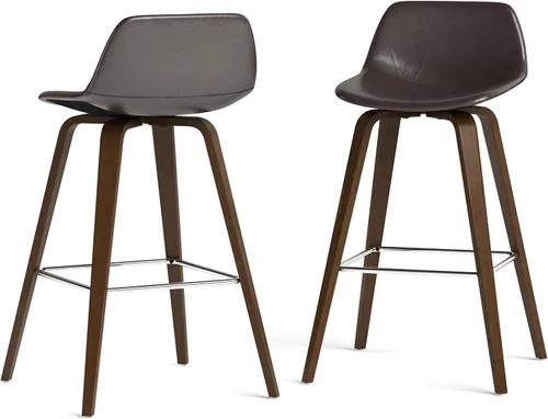 Vista 32 de SIMPLIHOME Randolph Taburetes de mostrador (juego de 2) taburetes de bar tapizados de madera curvada de 28 pulgadas de altura del asiento en tela