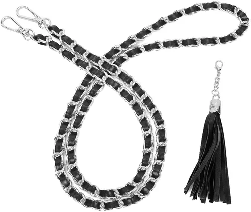 Vista 19 de VanEnjoy Correa de cadena para bolso con borla, piel de microfibra, repuesto para correas de hombro para bolso de 47 pulgadas Negro