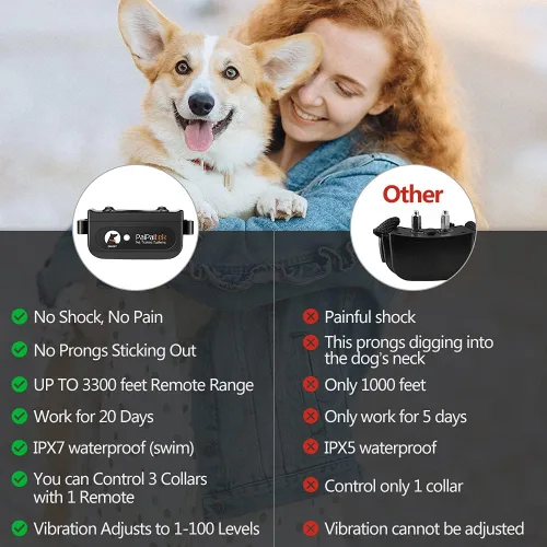Vista 7 de Paipaitek Collar de entrenamiento para perros sin choques, rango de 3300 pies, collar de entrenamiento de perro impermeable IPX7 con mando a