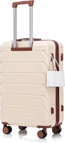 Vista 20 de GDFStudio Juego de equipaje de 3 piezas de 20/24/28 pulgadas, maleta giratoria de carcasa dura ABS con ruedas silenciosas de 360°, Beige, Moderno