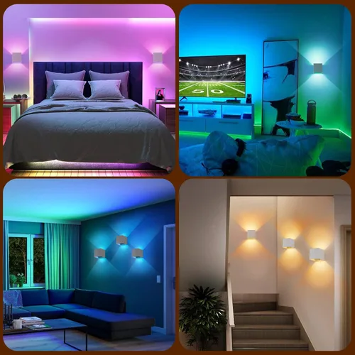 Vista 4 de Luz de Pared LED RGB, Aplique de Pared con Batería de 6000mAh, 16 Colores, Recargable, Control Remoto, Regulable, Magnética, Luz de Pared RGB-1