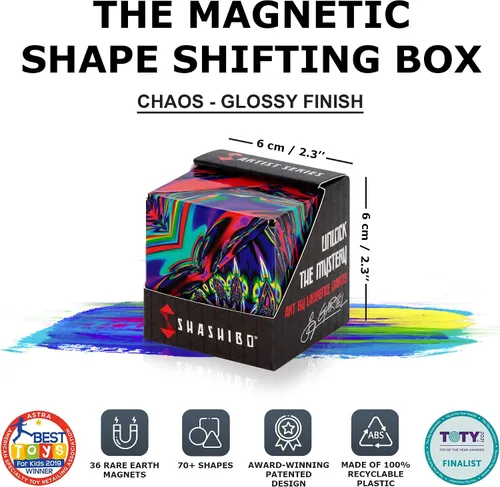 Vista 2 de Shashibo - Cubo que cambia de forma, juego para aliviar la ansiedad con 36 imanes de tierras raras, premiado y patentado, extraordinario cubo mágico