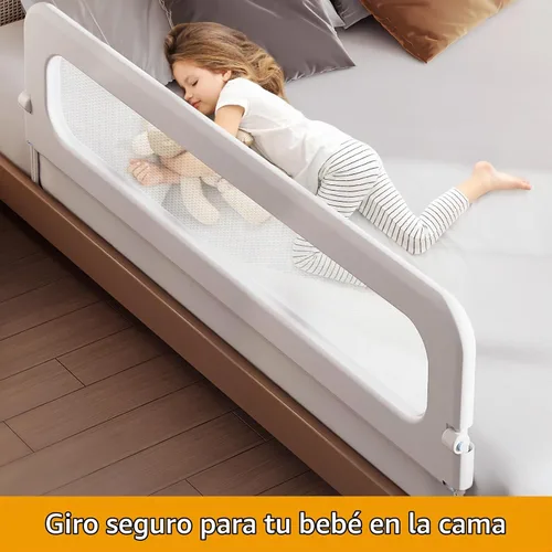 Vista 8 de Barandilla protectora para cama de bebé para niños pequeños, altura ajustable de 78.7 pulgadas, barandilla de cama abatible, barandilla lateral