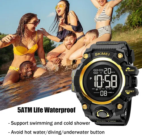 Vista 5 de Gosasa Reloj deportivo digital de cara grande para hombre, reloj de pulsera militar impermeable con temporizador de cuenta regresiva