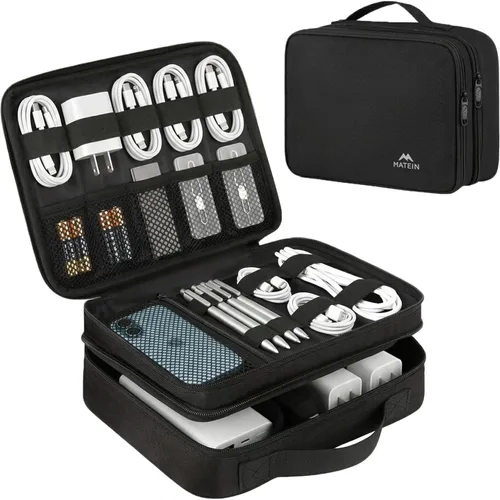 Vista 14 de MATEIN Bolsa organizadora de cables, bolsa de almacenamiento de viaje Negro (Antique Black)