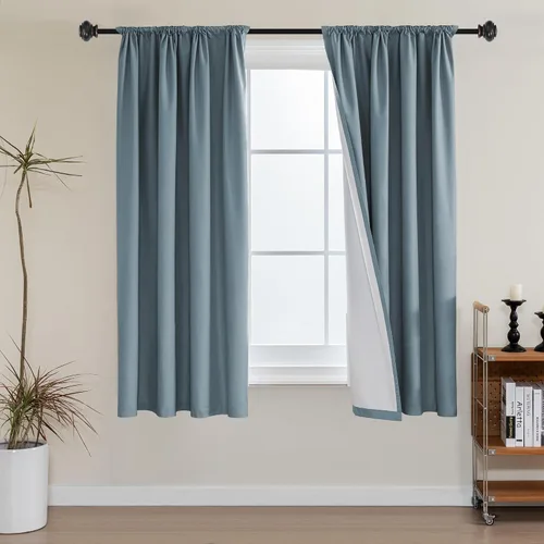 Vista 17 de H.VERSAILTEX Cortinas 100% de opacidad para cocina, con aislamiento térmico, cortinas opacas completas con forro blanco, cortinas de eficiencia