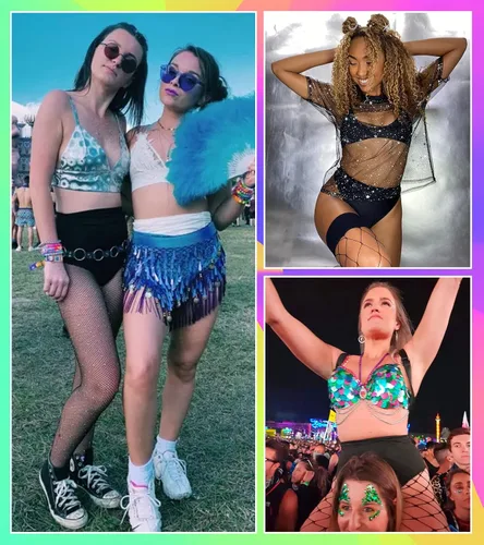 Vista 4 de EVELUST Pantalones cortos para mujer - EDC Edm Festival Outfit Accesorios Pole Dance Butt Lifting Legging Cintura Alta