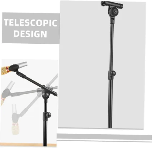 Vista 3 de Luxshiny Poste de micrófono telescópico con adaptador de cabeza de tornillo, micrófono de construcción de metal, brazo de pluma para estudios